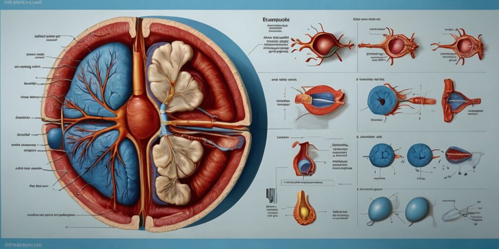 Un schéma illustrant la neurotomie et la myectomie pour traiter le blepharospasme.