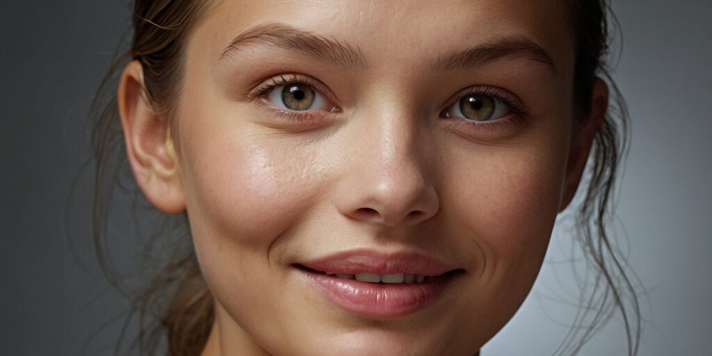 Image d'un visage souriant, montrant des expressions faciales naturelles malgré l'injection de toxine botulique.